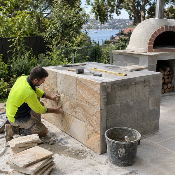Outdoor Entertaining & Kitchens - Building the Island, Oven and Fire Pit in Sydney North Shore